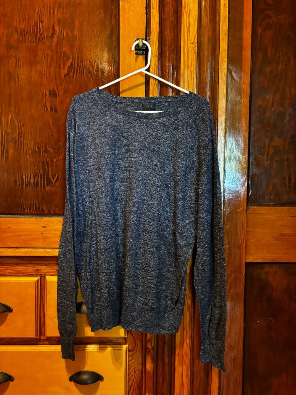 J.Crew Men's Gray/Blue Long Sleeve Lightweight Cotton-Linen Sweater Size L